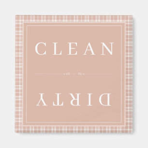 Plaid Peach Pink Clean or Dirty Dishwasher Magnet