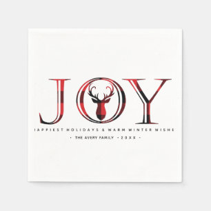 Plaid Personalized Christmas Joy Napkin
