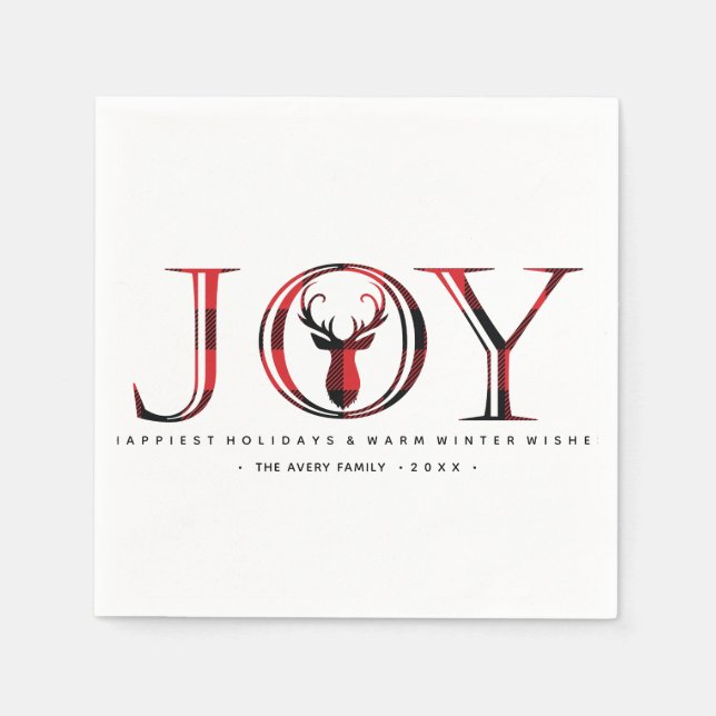 Plaid Personalized Christmas Joy Napkin (Front)