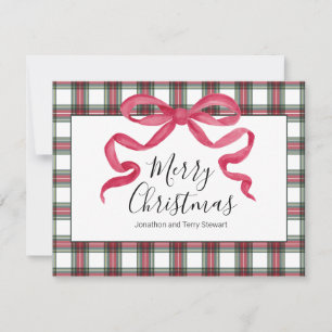 Plaid Personalized Merry Christmas Card