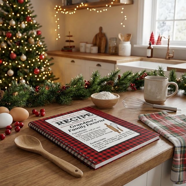 Plaid Personalized Recipe Notebook-Christmas Gift Notebook (Creator Uploaded)