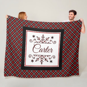 Plaid Personalized snowflake Fleece Blanket