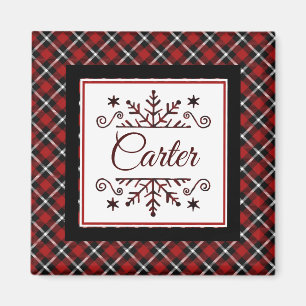 Plaid Personalized snowflake Magnet