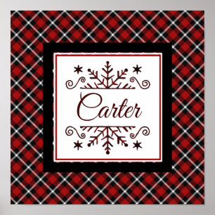 Plaid Personalized snowflake Poster