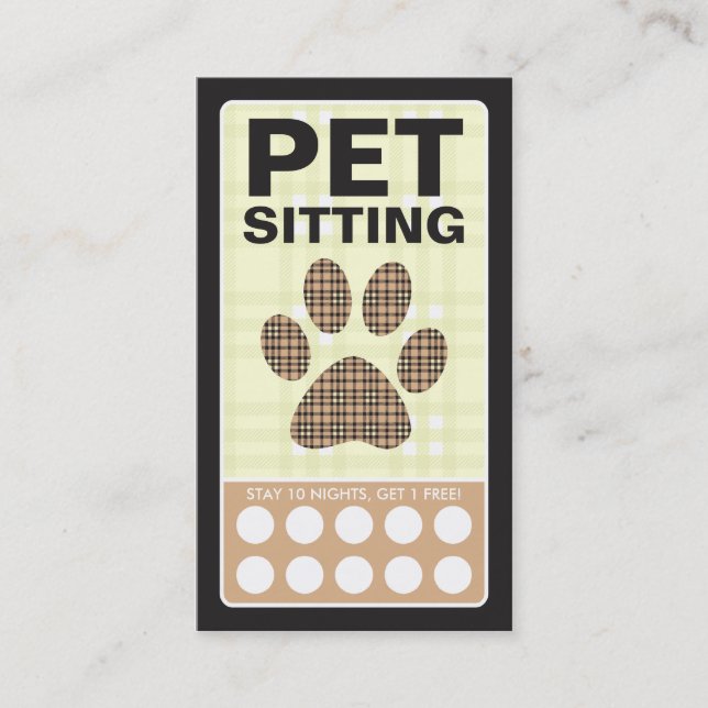 plaid pet paw loyalty card (Front)