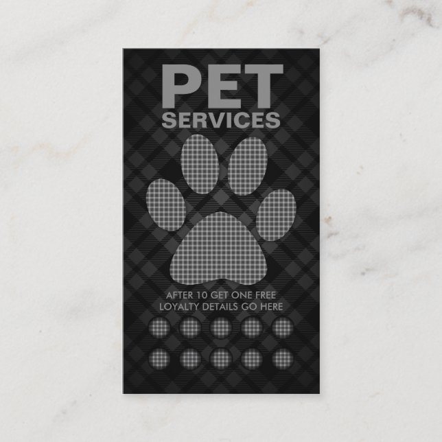 plaid pet paw punch card (Front)