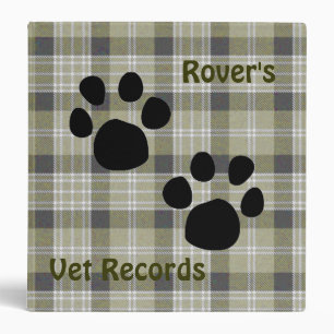 Plaid pet records binder