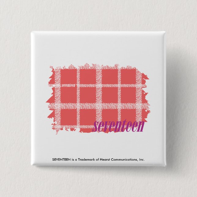 Plaid Pink 2 Inch Square Button (Front)