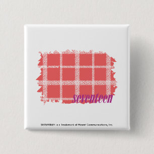 Plaid Pink 2 Inch Square Button