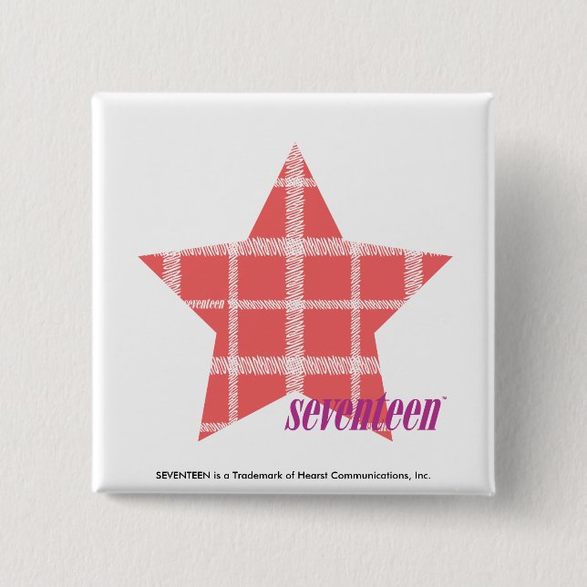 Plaid Pink 3 2 Inch Square Button (Front)