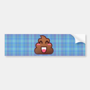 plaid poop emoji bumper sticker