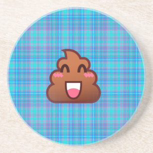 plaid poop emoji coaster