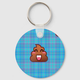 plaid poop emoji keychain