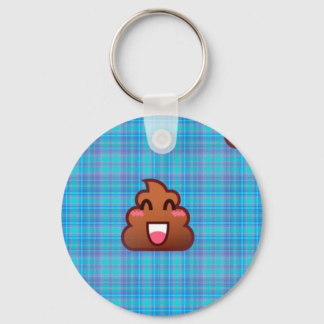 plaid poop emoji keychain (Front)