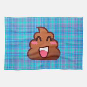 plaid poop emoji kitchen towel