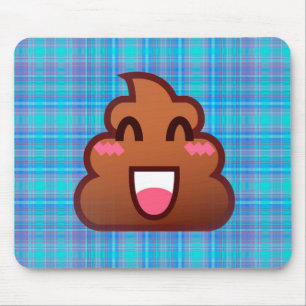 plaid poop emoji mouse pad