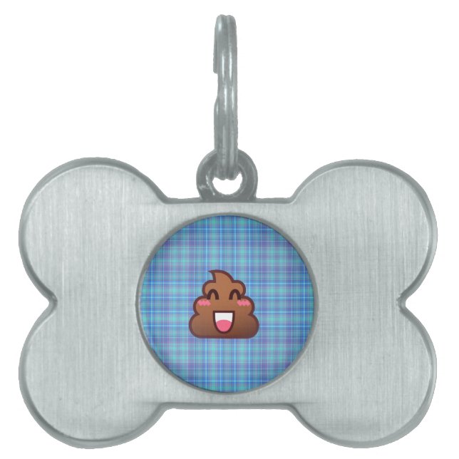 plaid poop emoji pet tag (Front)