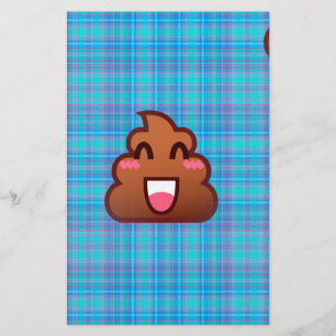 plaid poop emoji stationery