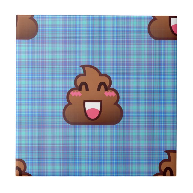 plaid poop emoji tile (Front)