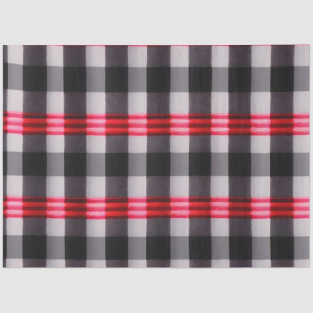 Plaid Popular Abstract Red Black Plaid Collection Tissue Paper (Front)