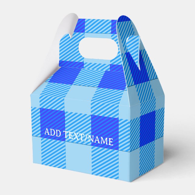 Plaid Print In Blue Custom Favor Box (Front Side)