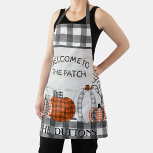 Plaid Pumpkin Autumn Fall Personalized Apron