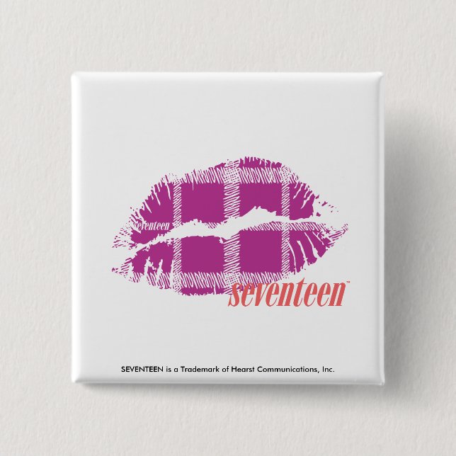 Plaid Purple 2 Inch Square Button (Front)