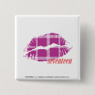 Plaid Purple 2 Inch Square Button