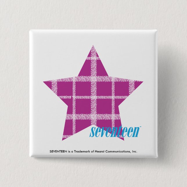 Plaid Purple 3 2 Inch Square Button (Front)