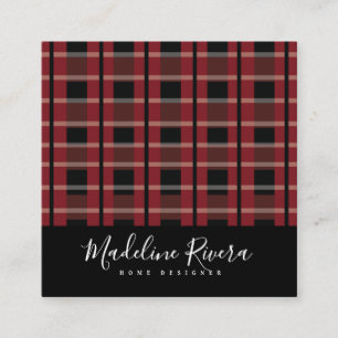 Plaid Real Estate Event  Designer Square Business Card