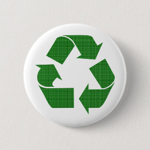 plaid recycle 2 inch round button