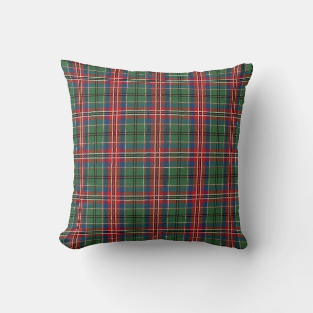 Plaid Red and Green Check Tartan Throw Pillow (Front)
