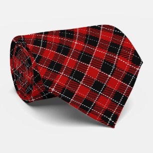 Plaid Red Black and White   Christmas  Tie