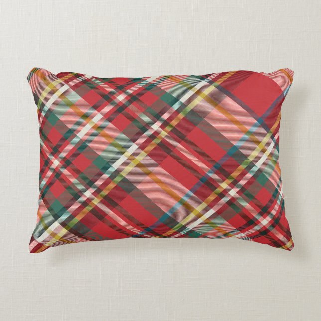 Plaid Red Check Elegant Farmhouse Accent Pillow (Front)