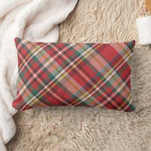 Plaid Red Check Elegant Farmhouse Holiday Lumbar Pillow