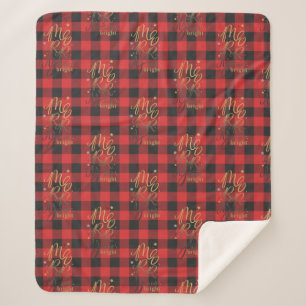 Plaid Red Check Gingham Christmas Sherpa Blanket