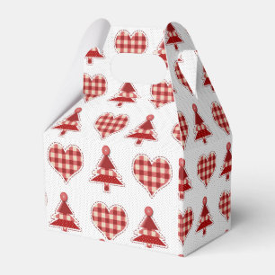 Plaid Red Christmas Trees and Hearts Pattern Favor Box