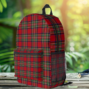 Plaid Red Green Rustic Classic Stewart Tartan Printed Backpack