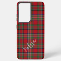 Plaid Red Green Script Stewart Tartan