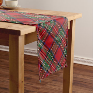 Plaid Red Green Stewart Tartan Medium Table Runner