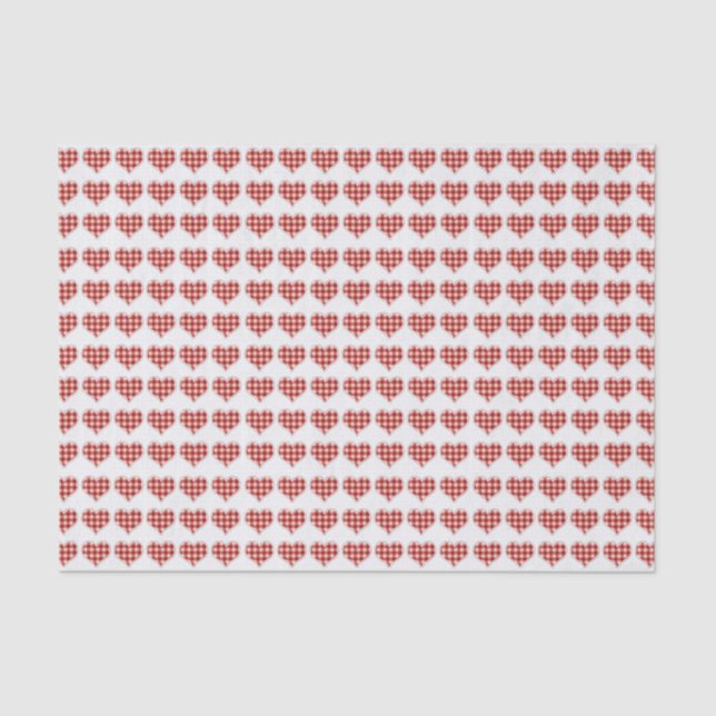 Plaid Red Hearts Pattern Tissue Paper (Front)