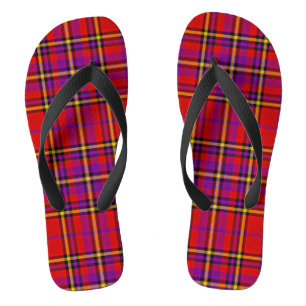 Plaid Red Tartan Swahili Chequered Pattern-54813 Flip Flops