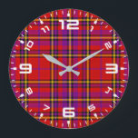 Plaid Red Tartan Swahili Chequered Pattern-54813 Large Clock<br><div class="desc">Plaid Red Tartan Swahili Chequered Pattern-54813</div>