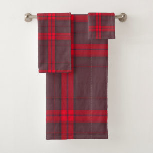 Plaid Red Traditional Tartan Modern Collection Bath Towel Set