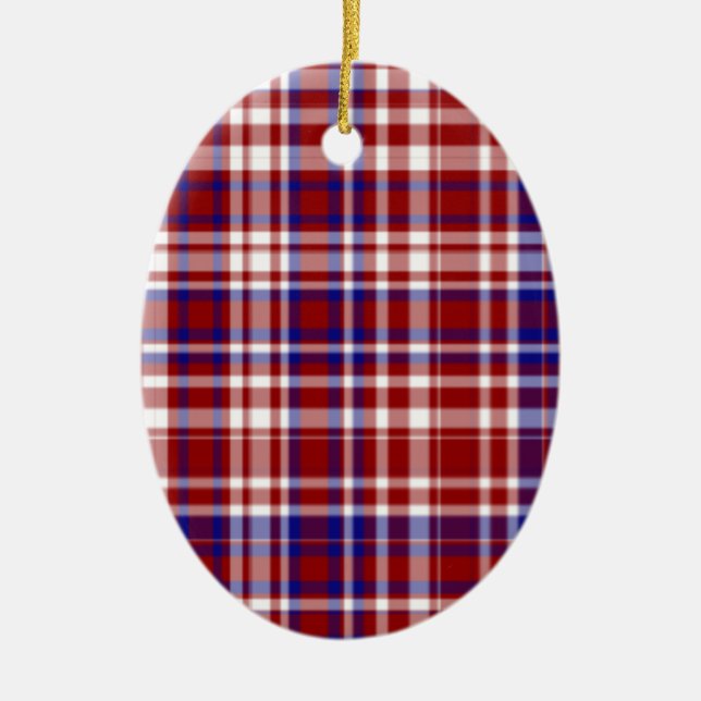 Plaid,Red,White,Blue Coll. 01-Oval Ornament (Front)