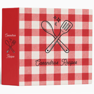 Plaid Red & White Custom Name Gift Binder