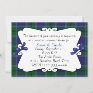 Plaid Rehearsal Dinner invitation
