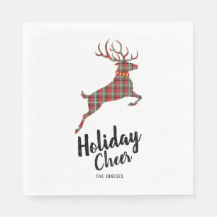 Plaid Reindeer Holiday Cheer Napkin