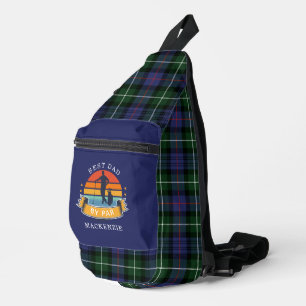 Plaid Retro Best Dad Golf Lover Tartan Sling Bag