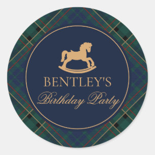 Plaid Rocking Horse Birthday Party Envelope Seal